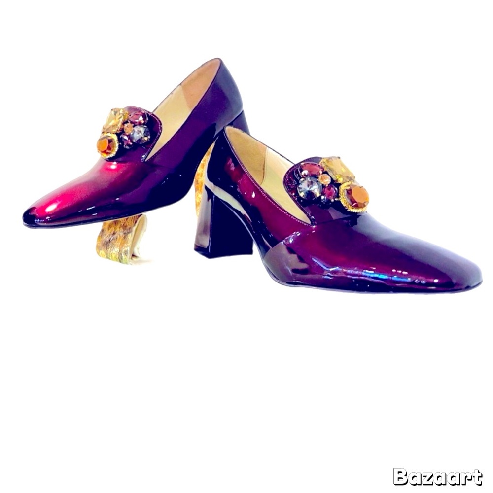 Elegant Burgundy Patent Leather Heels
